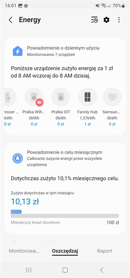 AI Energy Mode dla urzadzeń Samsung - widok ekranu 3 w aplikacji SmartThings