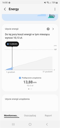 AI Energy Mode dla urzadzeń Samsung - widok ekranu 1 w aplikacji SmartThings