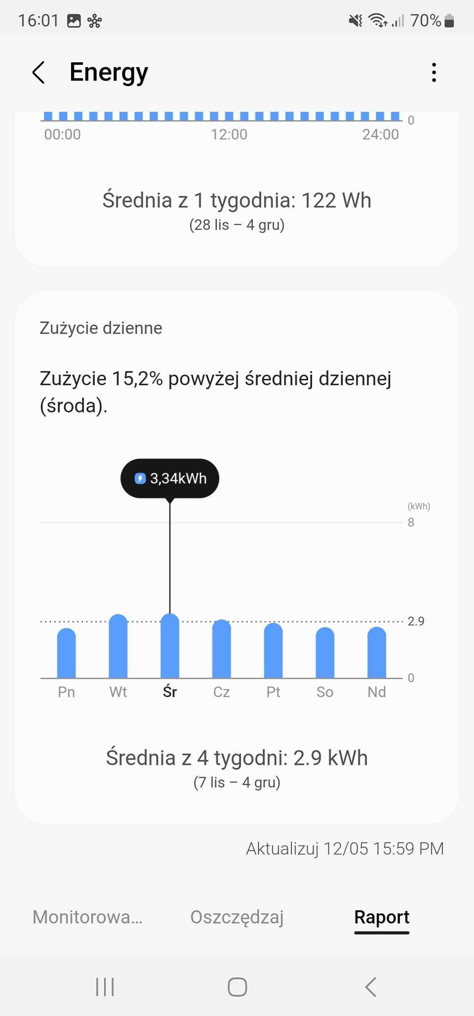 Screen z aplikacji SmartThings