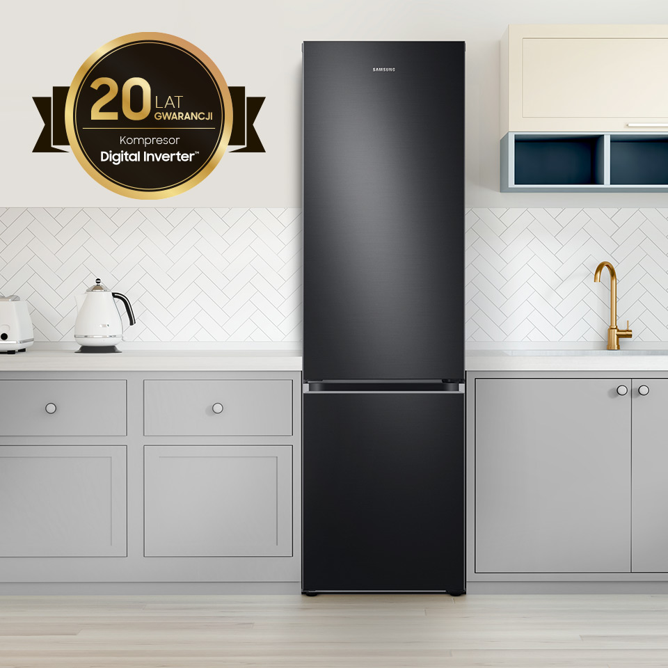 Lodówka Samsung RB38C603DB1 jest nie tylko elegancka, ale również zapewnia długotrwałe działanie – jej silnik otrzymał aż 20-letnią gwarancję Lodówka Samsung RB38C603DB1 jest nie tylko elegancka, ale również zapewnia długotrwałe działanie – jej silnik otrzymał aż 20-letnią gwarancję